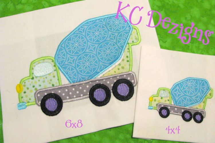Concrete Truck Machine Applique Embroidery Design
