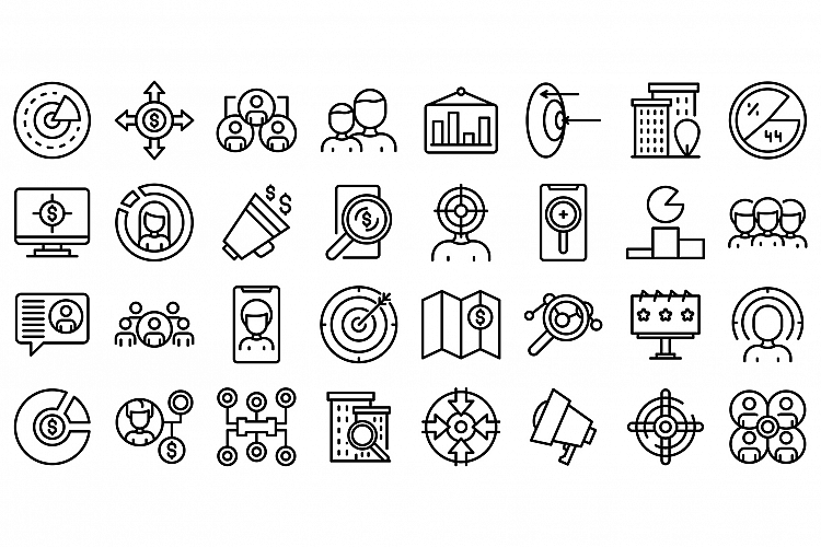 Target audience icons set, outline style example image 1