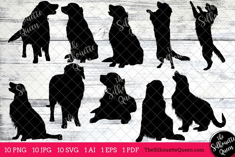 Golden Retriever Silhouettes Clipart Clip Art (AI, EPS, SVGs, JPGs