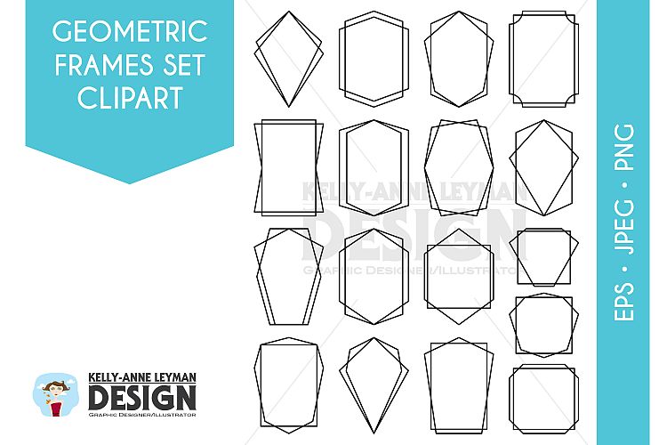 Geometric, minimalist, polygonal frame set, Label set