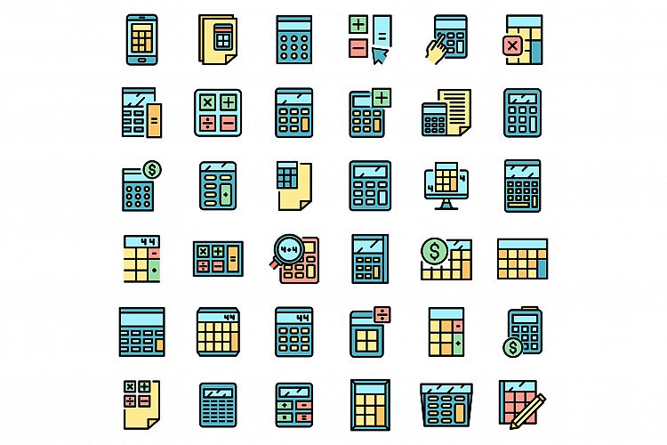 Calculator icons set vector flat example image 1