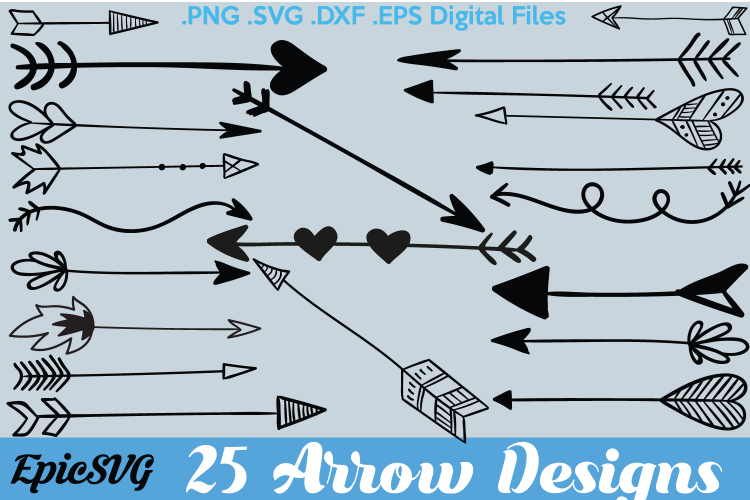 25 Arrows Cute Sketch | .SVG .DXF .EPS | High Quality Arrow Cutout Stencil Sticker Prefab Clipart Cameo Cricut Silhouette - Digital Files