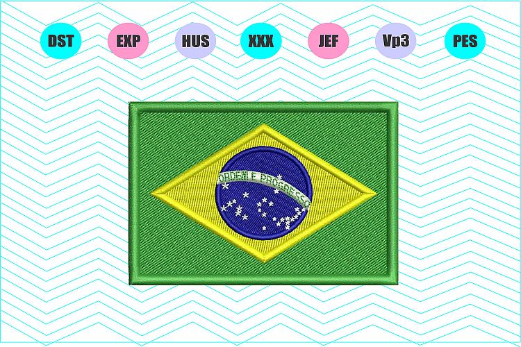 Brazil Flag Machine Embroidery Design - INSTANT DOWNLOAD