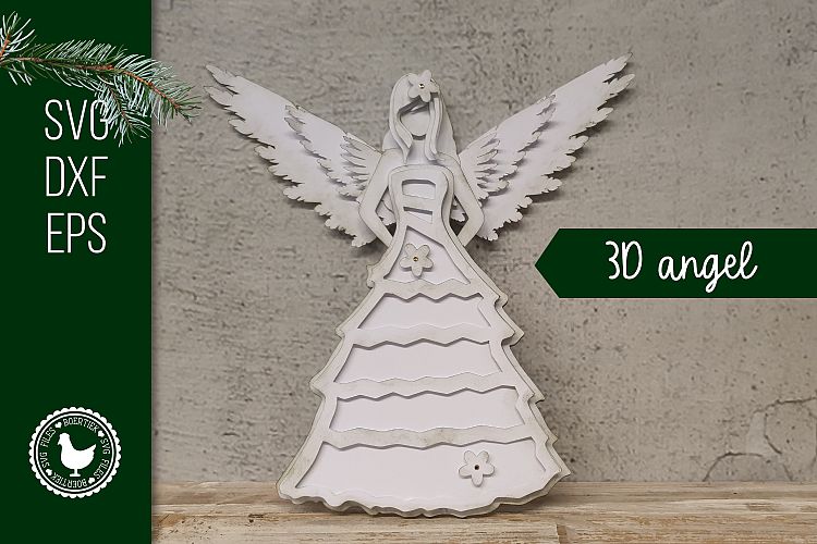 Vintage 3D angel, cardstock design, SVG cut file ...