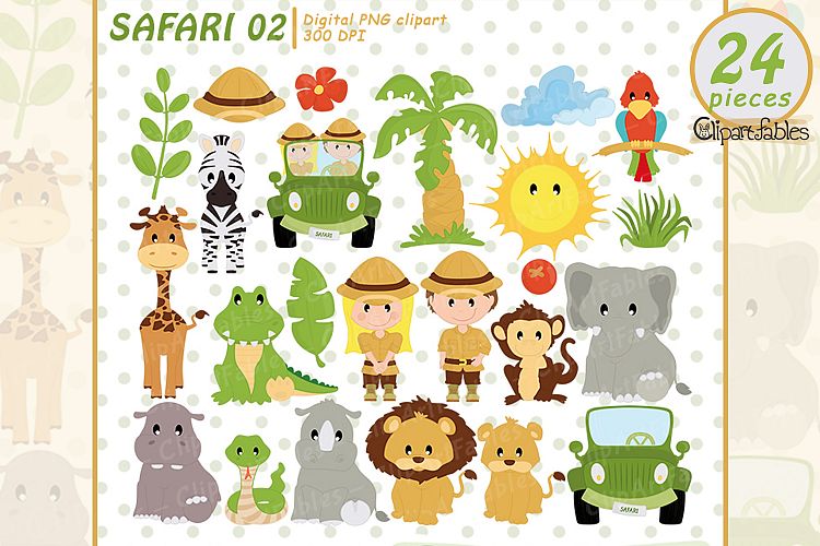 Safari friends, jungle animals cute animal design - instant