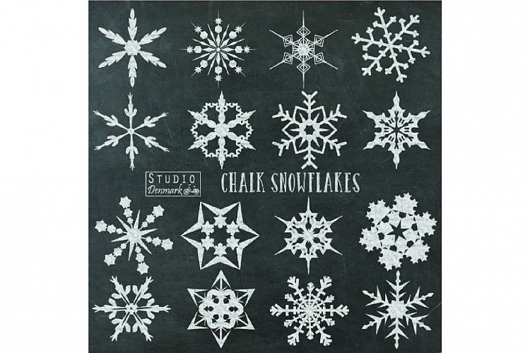 Chalk Snowflakes Clipart - Chalkboard Christmas Snowflake
