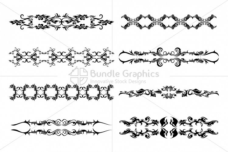 Floral Ornamental Decorative Borders Set