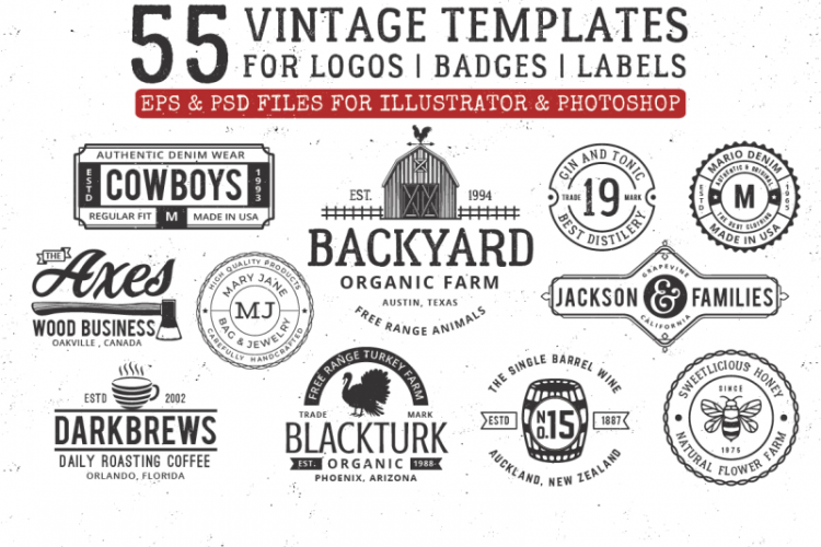 vintage 55 badges logo template