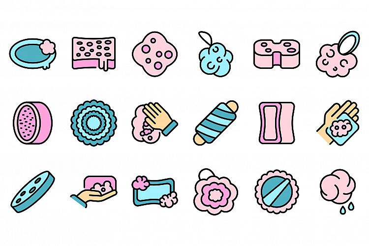 Washcloth icons set vector flat example image 1