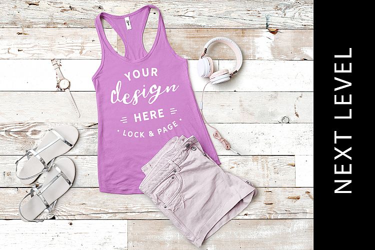 Lilac Next Level 1533 Tank Top Mockup Running Apparel Setup