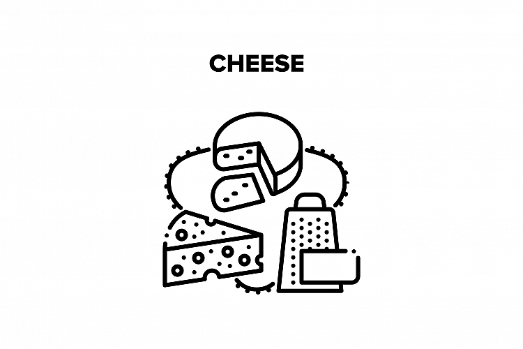 Cheese Food Vector Black Illustration example image 1