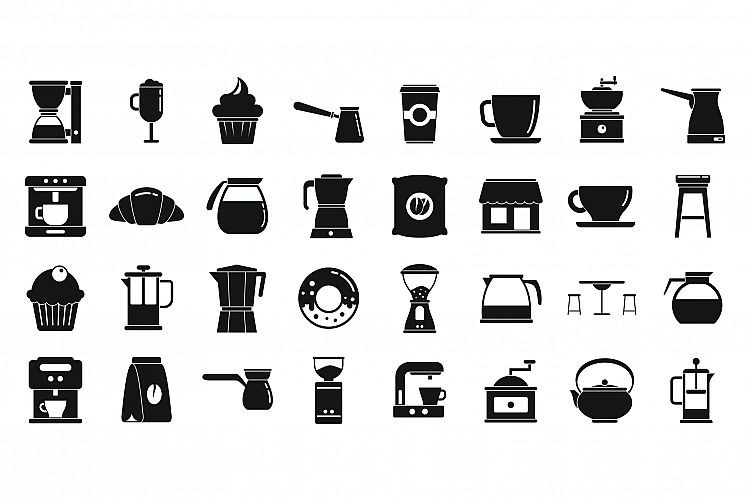 Coffee shop icons set, simple style example image 1