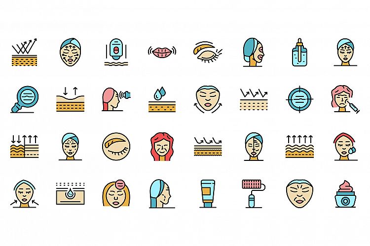 Wrinkles icons set vector flat example image 1