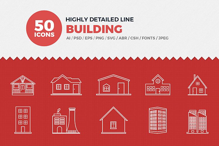 Line Icons Buildings Set