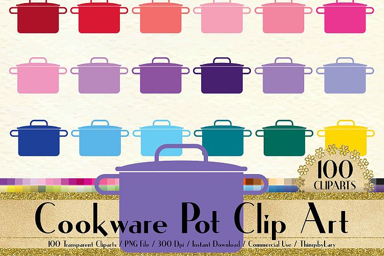 100 Cookware Pot Clip Arts, Kitchen, Cooking