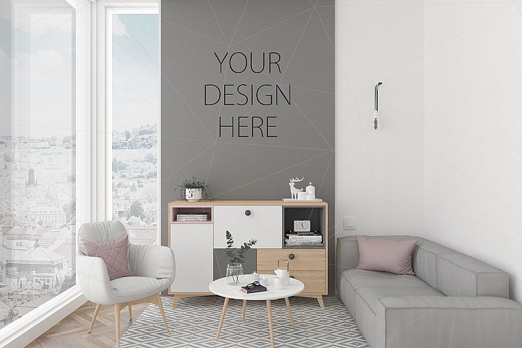Interior mockup bundle - blank wall mock up