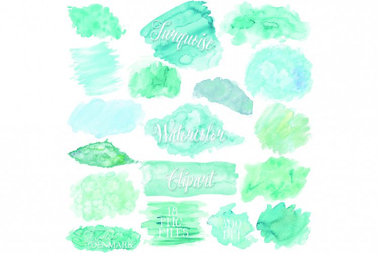 Turquoise Watercolor Clipart - Teal Watercolor Clipart