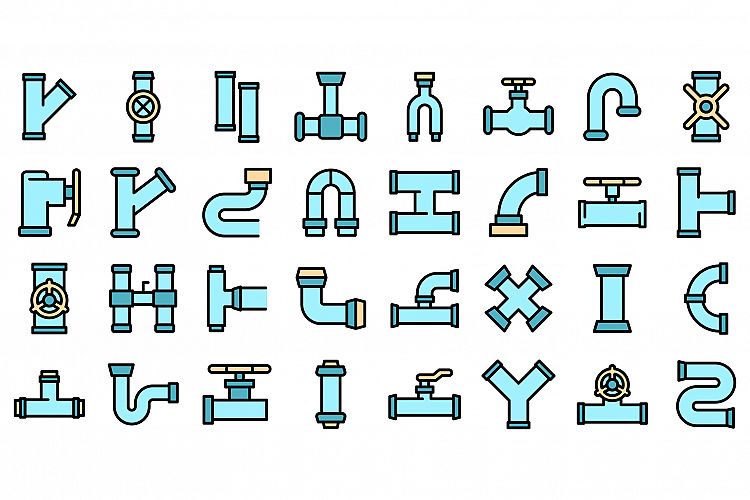 Pipe icons set vector flat