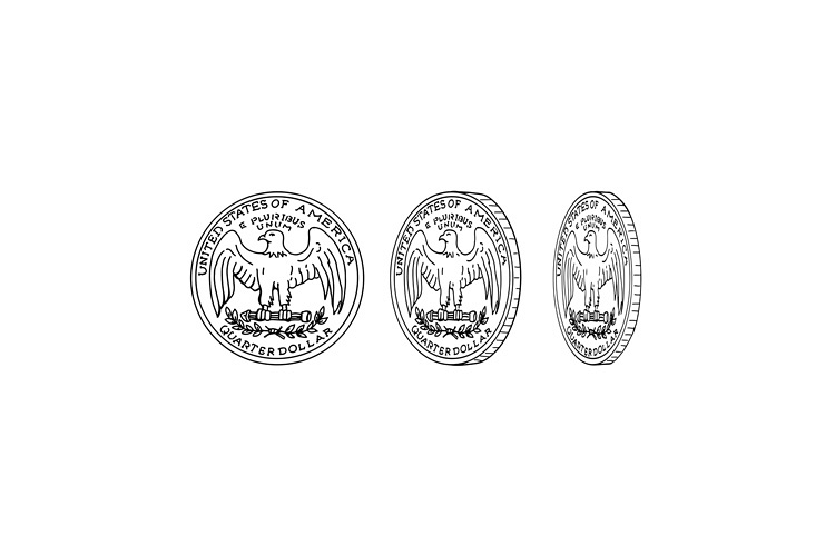 United States Quarter Dollar Reverse Drawing