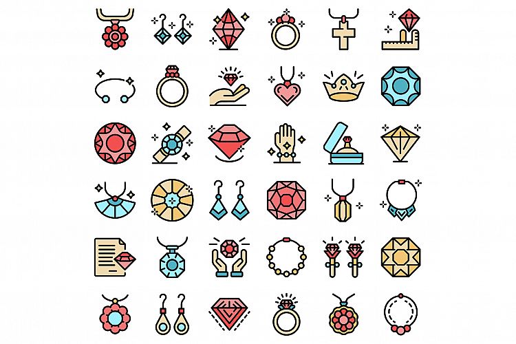 Jeweler icons set vector flat example image 1