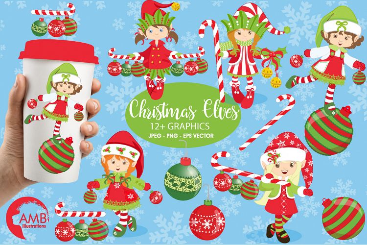 Christmas elves clipart, graphics, illustrations AMB-195