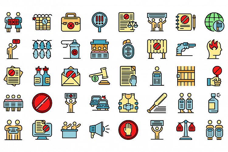 Disobedient icons set vector flat example image 1