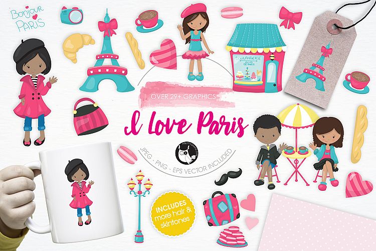 I Love Paris graphics and illustrations