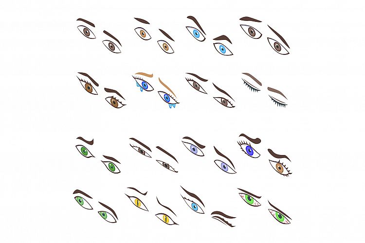 Eyes icons set, isometric style example image 1