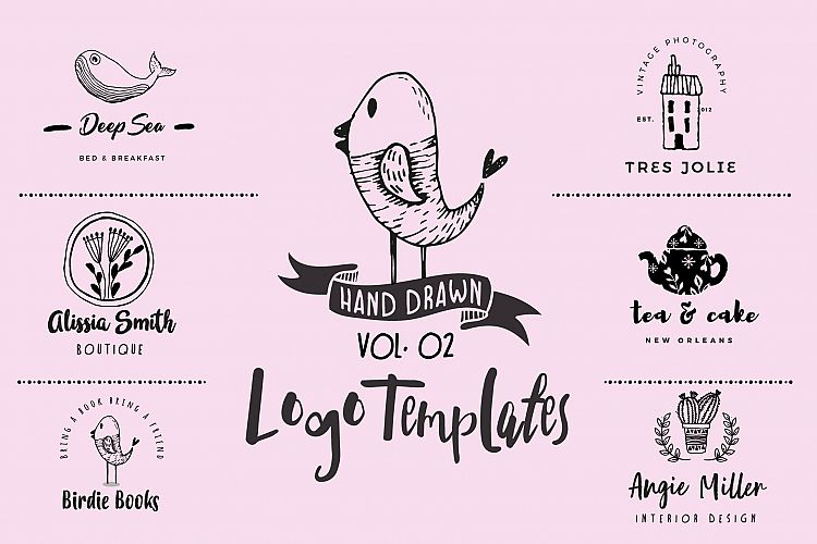 Hand drawn feminine premade logo v02