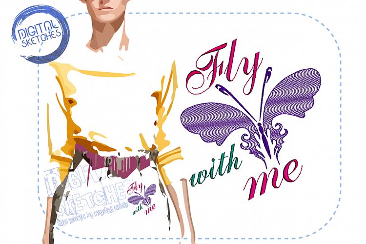 Butterfly Saying Fly With Me Machine Embroidery Design