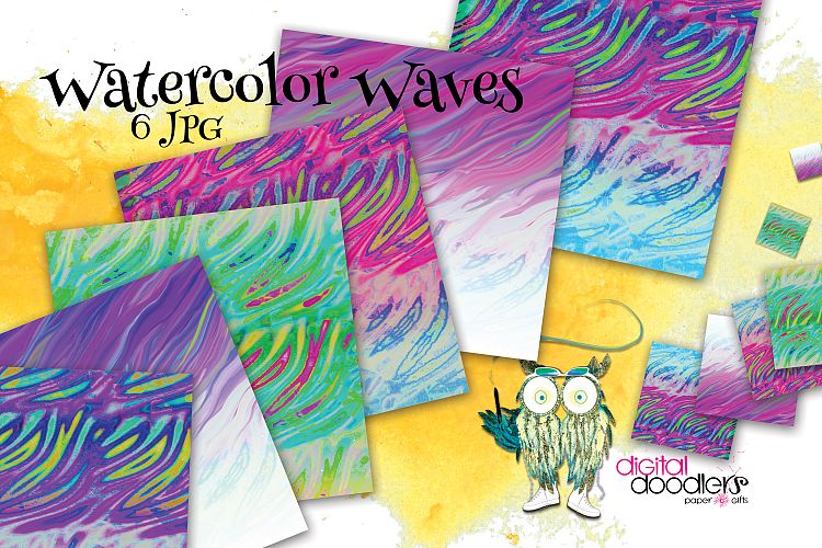 Watercolor Waves Digital Paper
