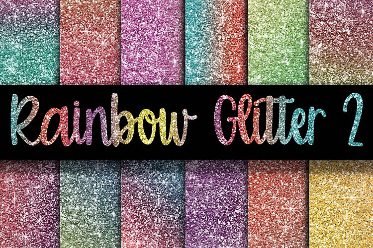 Rainbow Glitter Digital Paper Textures 2