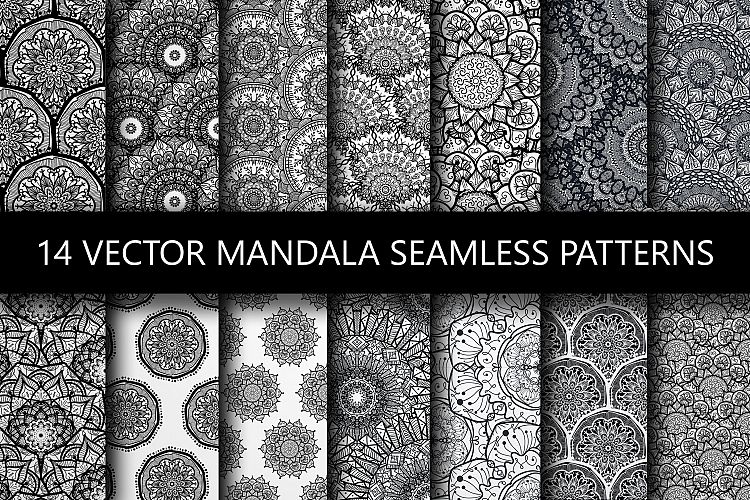 Black White Mandala Seamless Patterns