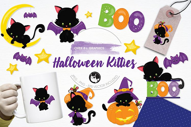 Halloween Kittens graphics and illustrations