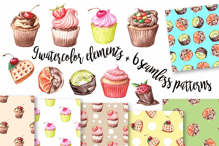 Watercolor Clip Art – Cupcake