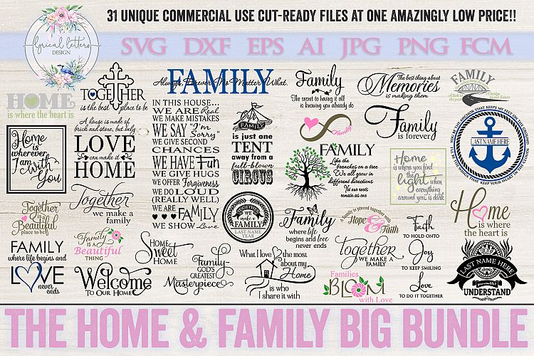 Home & Family Big Bundle of 31 SVG Cut Files