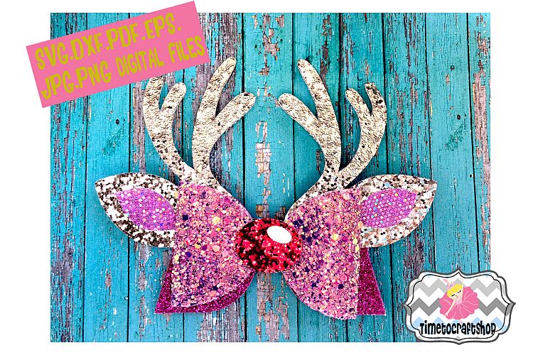 Reindeer Antler Hair Bow Template. Svg. Dxf. Pdf. Eps. Jpg.