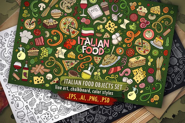 Italian Food Objects & Symbols Set