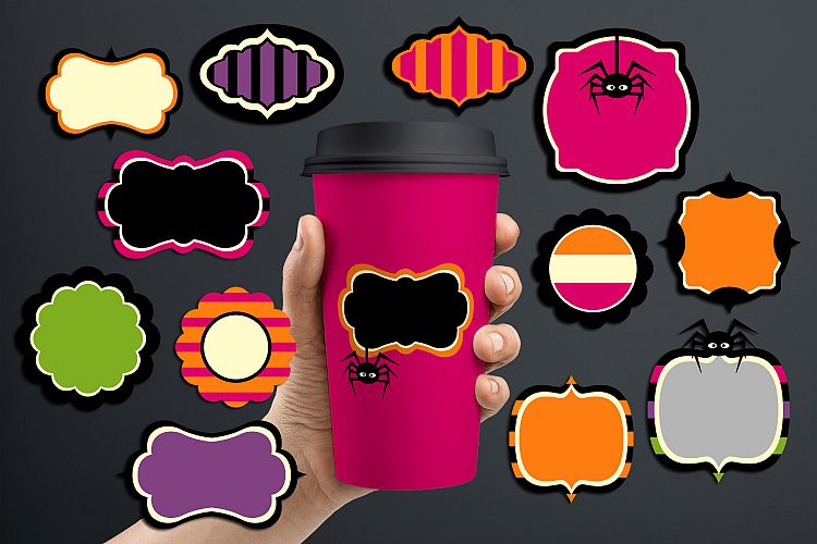 Halloween tags frames graphic design clip art illustrations