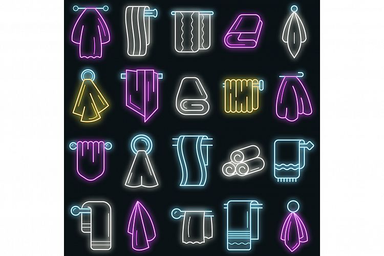 Towel icon set vector neon example image 1