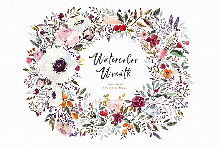 Watercolor floral wreath