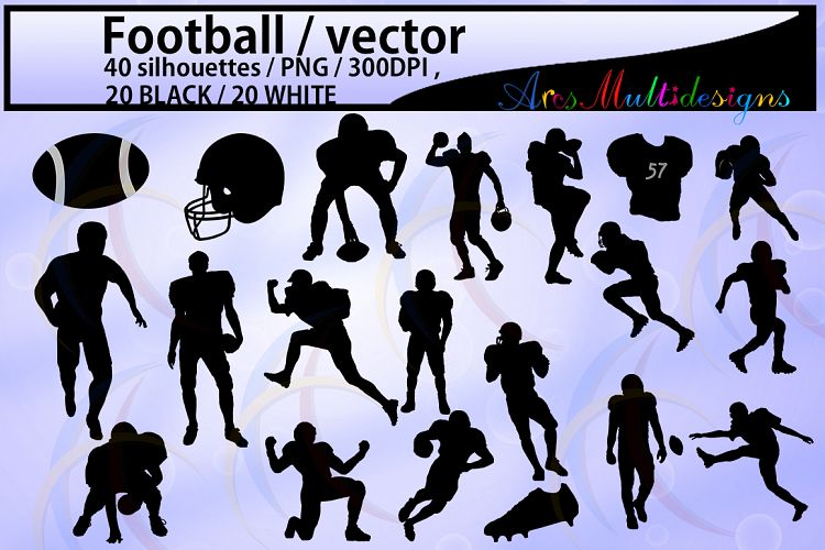 20B+20W football / football silhouette / High Quality /digital clipart / EPS / SVG /football players silhouette / game PNg file / DXF file