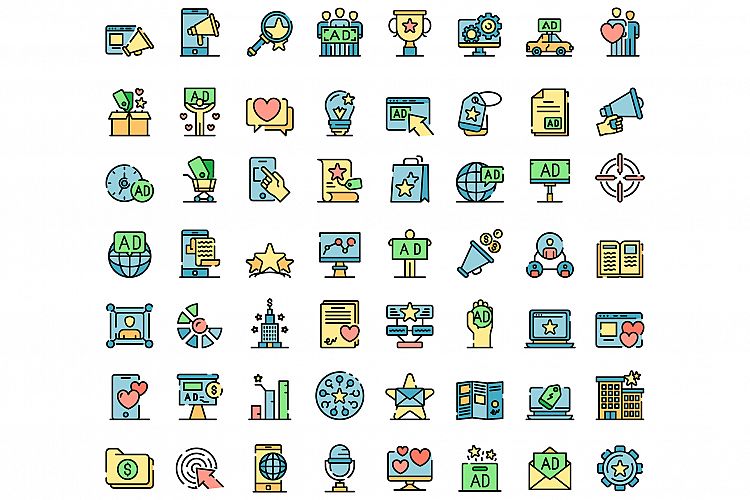 Advertising agency icons vector flat example image 1