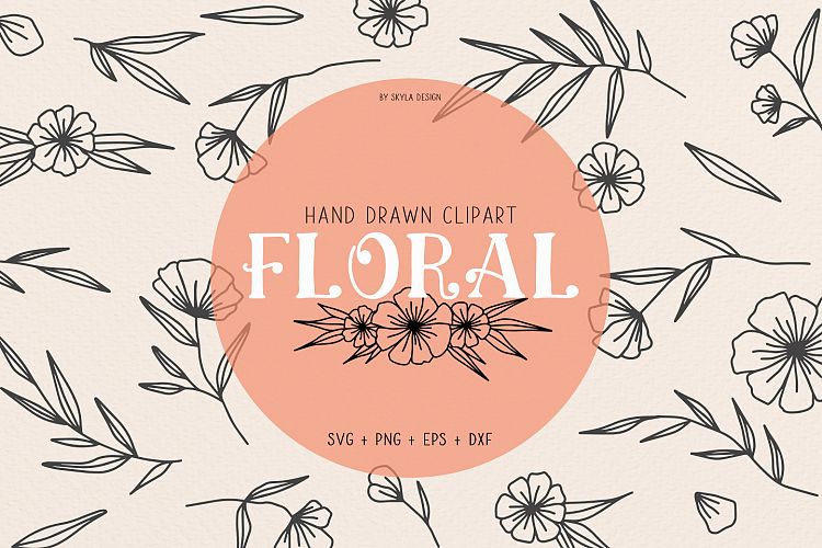 Floral svg clipart illustration flourish wreath
