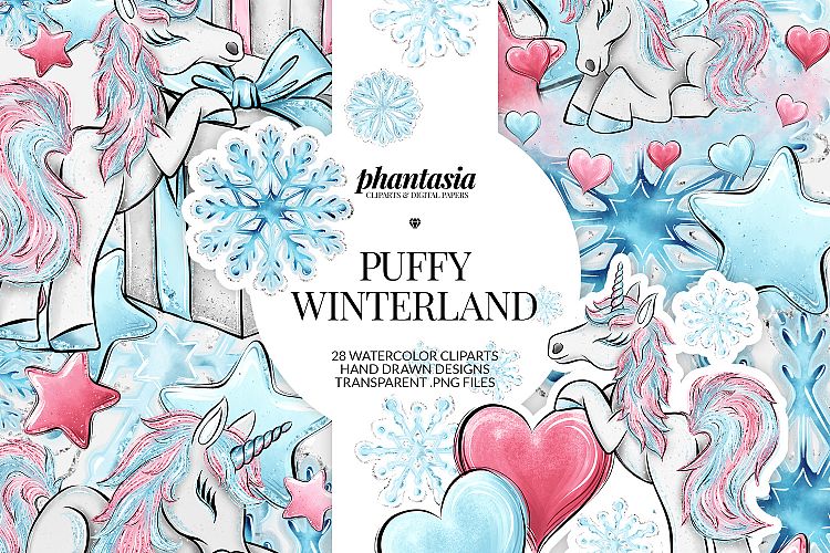Winter Unicorn Cliparts
