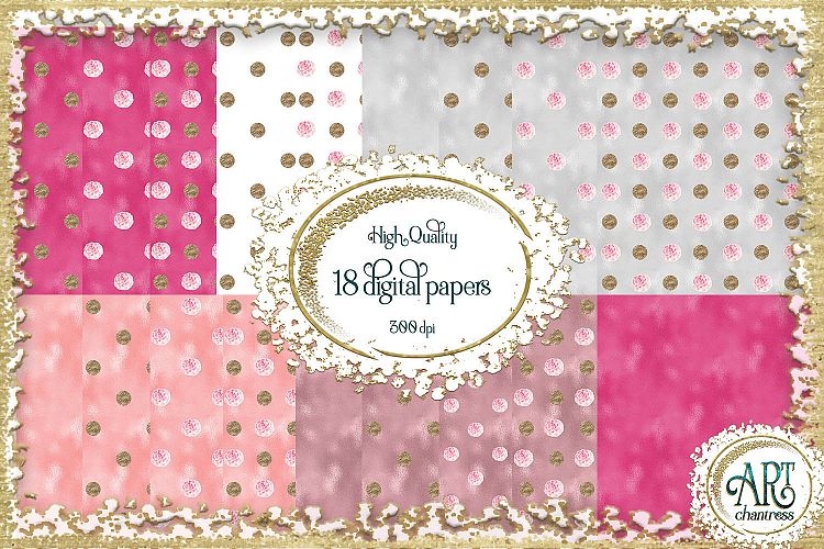 Glitter digital paper-pink,white,gold-digital textures JPEG