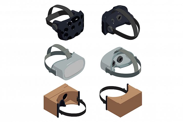 Game goggles icons set, isometric style example image 1