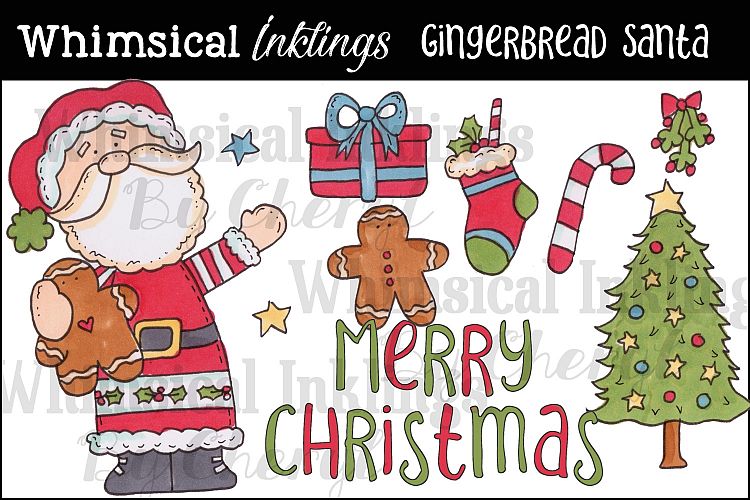 Gingerbread Santa Christmas Clipart Collection