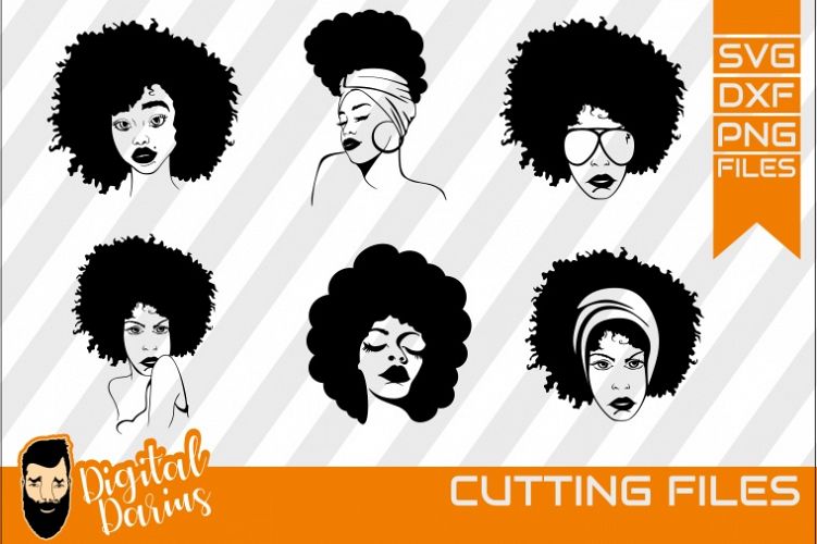 6x Afro Woman Bundle SVG, Afro Lady svg, file, Natural Hair