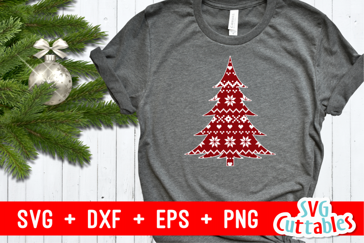 Christmas Tree With Sweater Pattern | Christmas Cut File